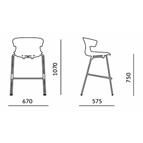 Design Barhocker, Stahlrohrgestell: Chrom, Kunststoffschale: Dunkelgrau, Polsterung: ohne Polster