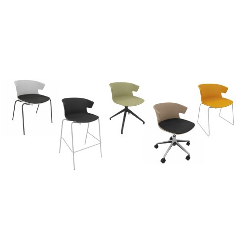 Design Barhocker, Stahlrohrgestell: Chrom, Kunststoffschale: Dunkelgrau, Polsterung: ohne Polster