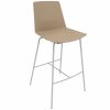 Barhocker, Stahlrohrgestell: Chrom, Kunststoffschale: Beige, Polsterung: ohne Polster