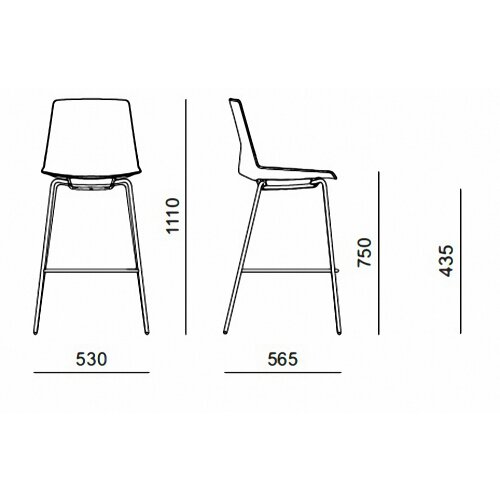 Barhocker, Stahlrohrgestell: Chrom, Kunststoffschale: Grau, Polsterung: ohne Polster