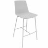 Barhocker, Stahlrohrgestell: Chrom, Kunststoffschale: Grau, Polsterung: ohne Polster