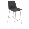 Barhocker, Stahlrohrgestell: Chrom, Kunststoffschale: Dunkelgrau, Polsterung: Stoff Dunkelgrau