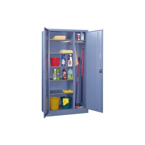 Stahl Besen- Putzmittelschrank 100 cm breit, 60 cm tief, Korpus:  Lichtgrau, Front: Anthrazitgrau