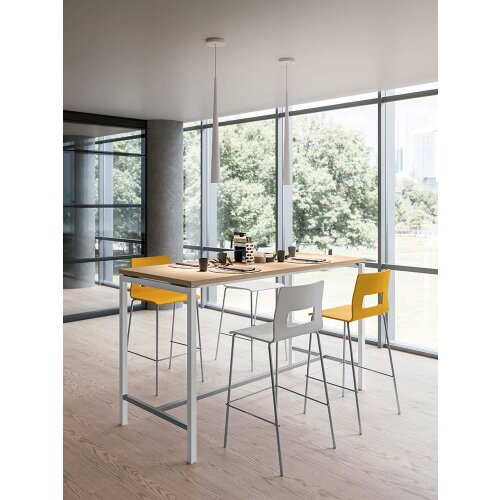 Besprechungstisch auf Stehhöhe,  Gestell:Silber DekorEiche Hell Breite 160 cm