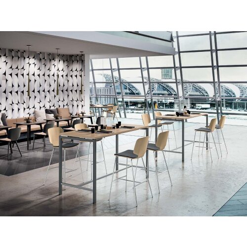 Besprechungstisch auf Stehhöhe,  Gestell:Silber DekorEiche Hell Breite 160 cm