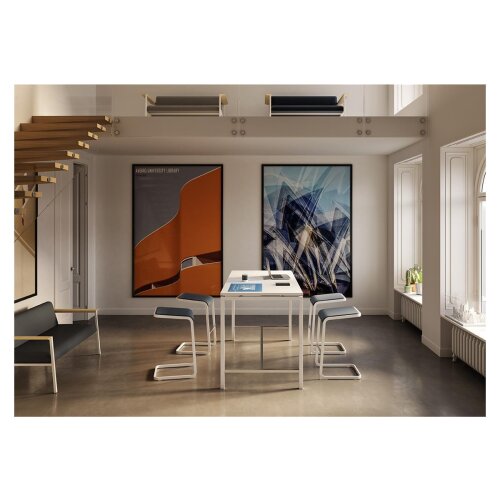 Besprechungstisch auf Stehhöhe,  Gestell:Weiß DekorEiche Hell Breite 180 cm