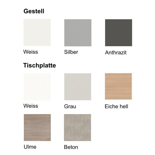 Besprechungstisch auf Stehhöhe,  Gestell:Anthrazit DekorEiche Hell Breite 180 cm