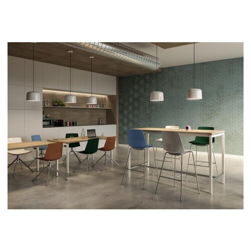 Besprechungstisch auf Stehhöhe,  Gestell:Anthrazit DekorEiche Hell Breite 180 cm