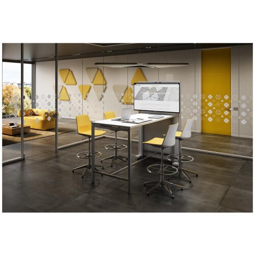 Besprechungstisch auf Stehhöhe,  Gestell:Anthrazit DekorEiche Hell Breite 180 cm