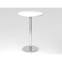 Stehtisch rund Ø 80 cm, 111 cm hoch Weiss/Chrom