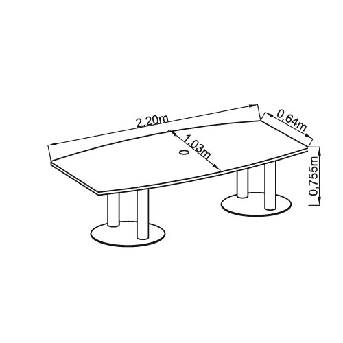 Konferenztisch 220 cm mit Säulenfuß Eiche/Chrom