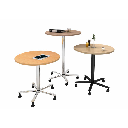 Säulenhubtisch in runder Form Ø 80 cm Grau/Chrom