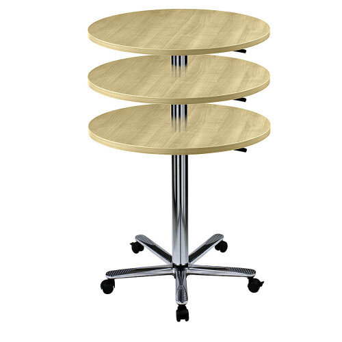 Säulenhubtisch in runder Form Ø 80 cm Grau/Chrom
