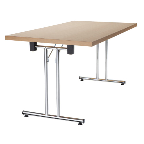 Klapptisch mit 3,8 cm starker Platte 160x80cm Buche/Chrom