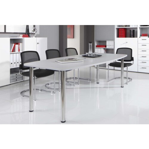 Konferenztisch in Bootsform 220 h. x 103. cm Grau/Chrom