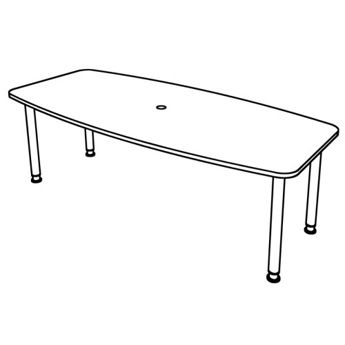 Konferenztisch in Bootsform 220 h. x 103. cm Grau/Chrom