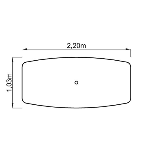 Konferenztisch in Bootsform 220 h. x 103. cm Grau/Chrom