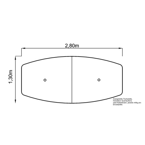Konferenztisch in Bootsform Rundfüsse chrom 280 x 130 cm Grau/Chrom
