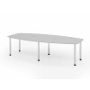 Konferenztisch in Bootsform Rundfüsse chrom 280 x 130 cm Grau/Chrom