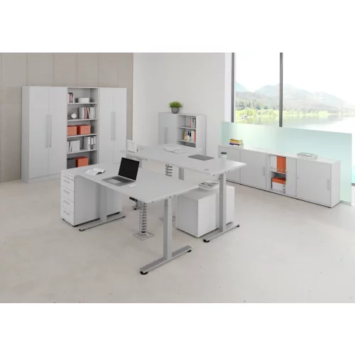 Elektrisch höhenverstellbarer Schreibtisch mit Memoryschalter 120 x 80 cm Grau/Silber