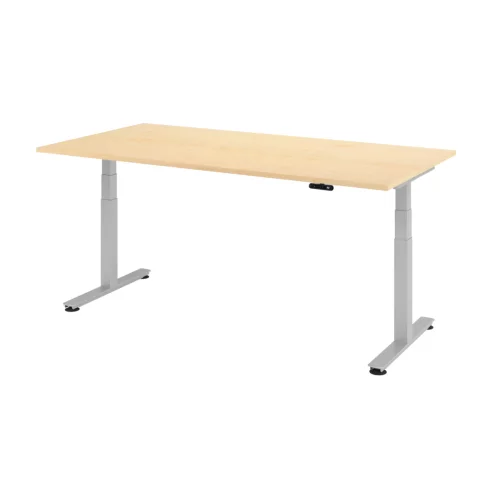 Elektrisch höhenverstellbarer Schreibtisch mit Memoryschalter 200x100 cm Ahorn/Silber