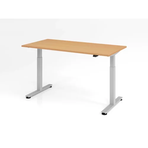 Elektrisch höhenverstellbarer Schreibtisch Eco 160x80 cm Buche/Silber