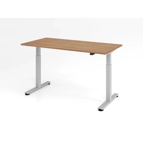Elektrisch höhenverstellbarer Schreibtisch Eco 160x80 cm Nussbaum hell/Silber
