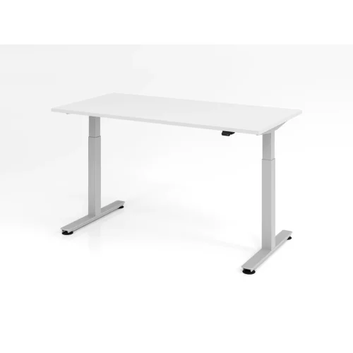 Elektrisch höhenverstellbarer Schreibtisch Eco 160x80 cm Weiss/Silber
