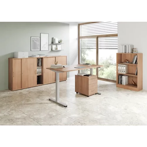 Elektrisch höhenverstellbarer Schreibtisch Eco 180x80 cm Weiss/Silber