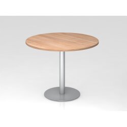 Besprechungstisch rund Ø 100 cm Nussbaum hell/Silber