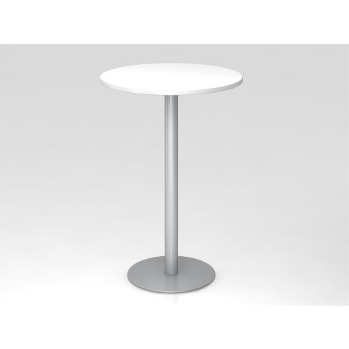 Stehtisch rund Ø 80 cm, 111 cm hoch Weiss/Silber