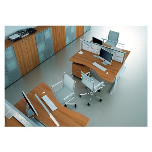 Akkustik Tischtrennwand Stoffbezug Beige Alurahmen Anthrazit Höhe 39 cm Breite 160 cm