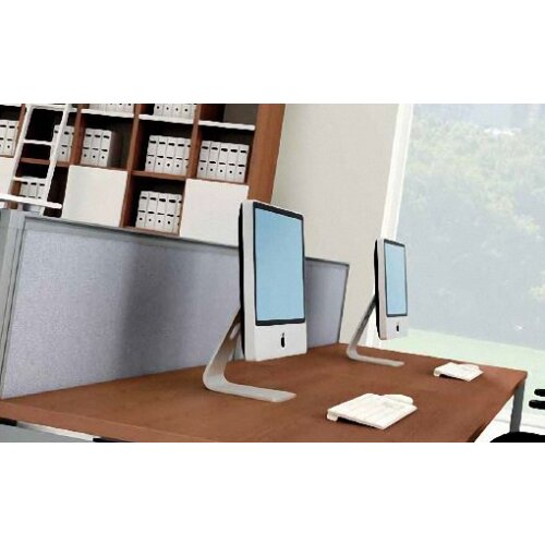 Akkustik Tischtrennwand Stoffbezug Beige Alurahmen Anthrazit Höhe 39 cm Breite 160 cm