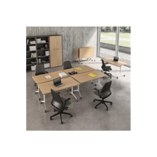 Klapptisch auf Rollen Serie Trend Tiefe 80cm  Dekor Weiss Gestell Anthrazit Breite 180