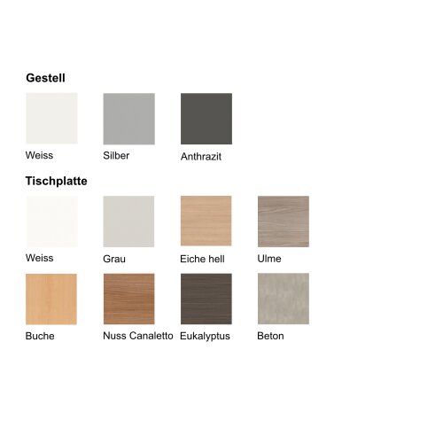 Klapptisch auf Rollen Serie Trend Tiefe 80cm  Dekor Beton Gestell Anthrazit Breite 180