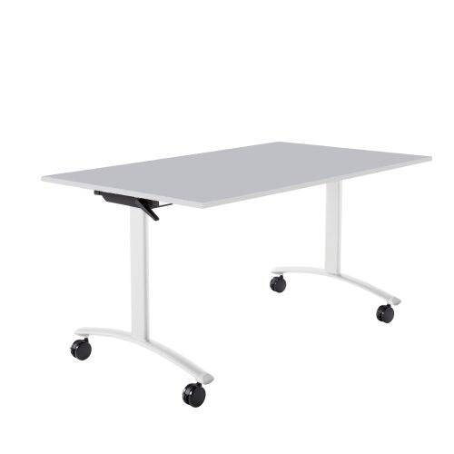 Klapptisch auf Rollen Serie Pro Tiefe 80cm  Dekor Weiss Gestell Silber Breite 160