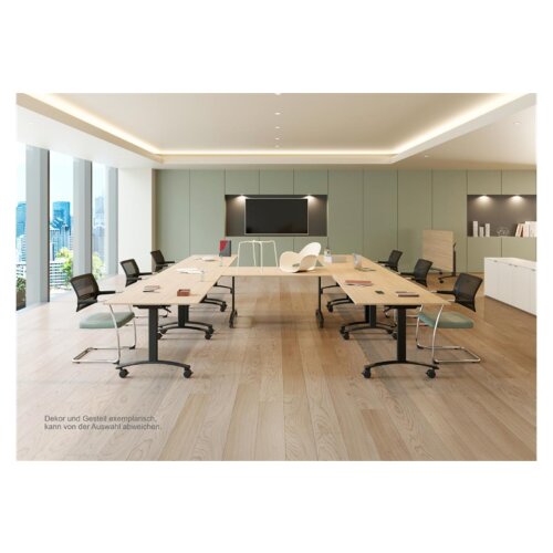 Klapptisch auf Rollen Serie Pro Tiefe 80cm  Dekor Weiss Gestell Silber Breite 160