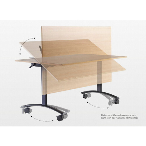 Klapptisch auf Rollen Serie Pro Tiefe 80cm  Dekor Weiss Gestell Silber Breite 160