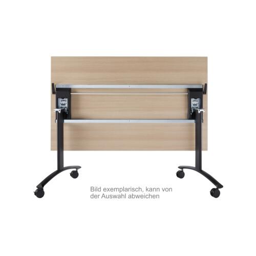 Klapptisch auf Rollen Serie Pro Tiefe 80cm  Dekor Weiss Gestell Silber Breite 160