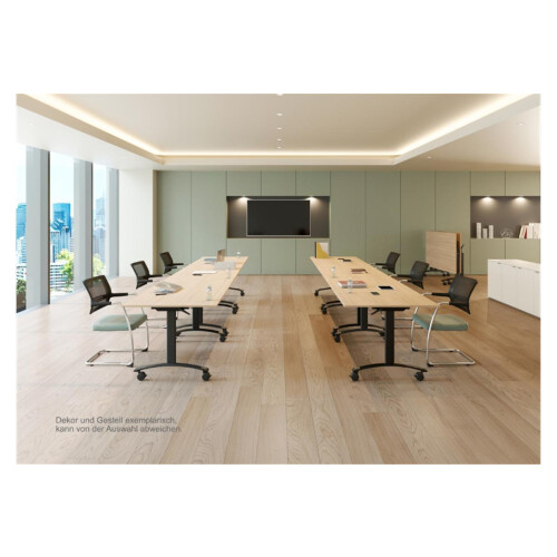 Klapptisch auf Rollen Serie Pro Tiefe 80cm  Dekor Weiss Gestell Silber Breite 160