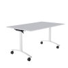 Klapptisch auf Rollen Serie Pro Tiefe 80cm  Dekor Weiss Gestell Silber Breite 160