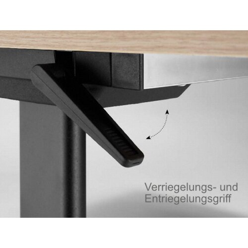 Klapptisch auf Rollen Serie Pro Tiefe 80cm  Dekor Grau Gestell Schwarz Breite 180