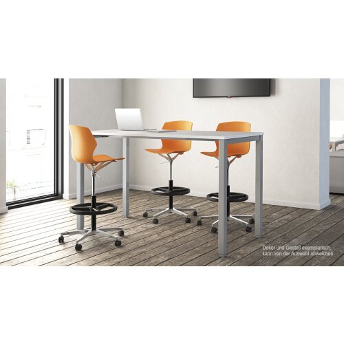 Stehtisch 4- Fuss Breite 180 cm Dekor Akazie Dunkel Gestell Weiss