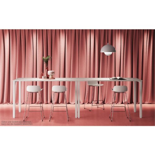 Stehtisch 4- Fuss Breite 180 cm Dekor Akazie Dunkel Gestell Weiss