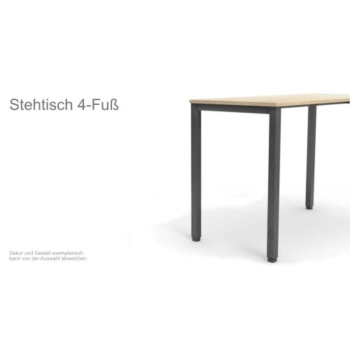 Stehtisch 4- Fuss Breite 180 cm Dekor Akazie Dunkel Gestell Weiss