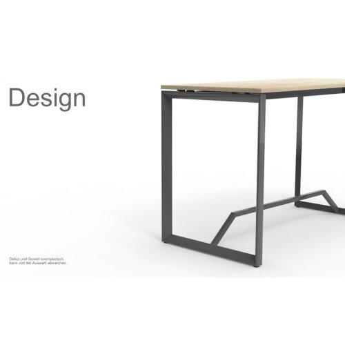 Stehtisch Design  Breite 120 cm Dekor Akazie Dunkel Gestell Anthrazit