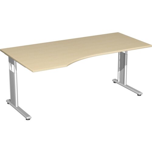 Schreibtisch  PC-Form links höhenverstellbar 180x 100 cm, Dekor: Ahorn
