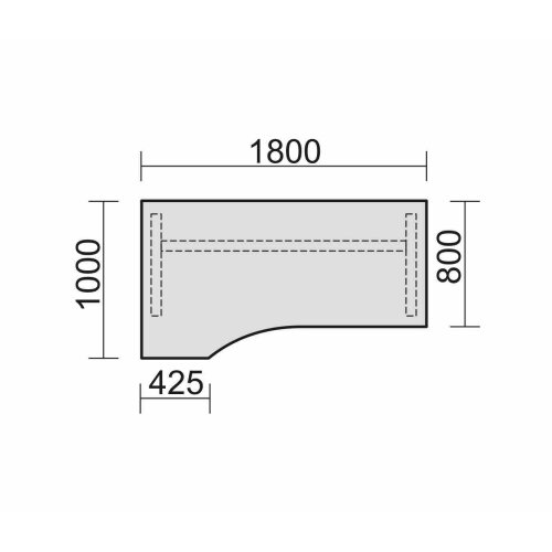 Schreibtisch  PC-Form links höhenverstellbar 180x 100 cm, Dekor: Ahorn