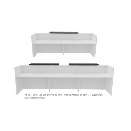 Empfangstheke Linear, Breite: 206 cm, Korpus: Beton, Ablage: Leder schwarz