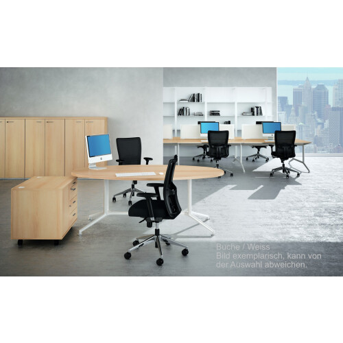 Konferenztisch Oval in in vielen Gestellfarben